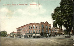 Junction High & Broad Streets Westerly, RI Postcard Postcard