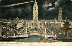 View of Dreamland by Night Postcard