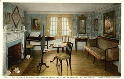 New England Parlor, Museum of the Essex Institute Postcard