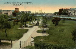 Lee Park, Ghent Ward, Looking West Norfolk, VA Postcard Postcard