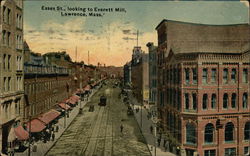 Essex Street, looking to Everett MIll Lawrence, MA Postcard Postcard