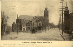 Hamlet and Carrington Avenues Woonsocket, RI Postcard Postcard