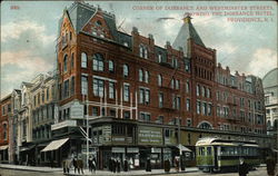 Corner of Dorrance and Westminster Streets, showing the Dorrance Hotel Postcard