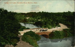 Bridge and Lake, Franklin Park Boston, MA Postcard Postcard