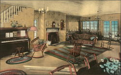 Interior at Twist O'Hill Lodge Postcard