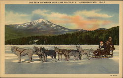 Dog Team on Mirror Lake - Adirondack Mountains Lake Placid, NY Postcard Postcard