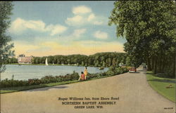 Northern Baptist Assembly - Roger Williams Inn from Shore Raod Green Lake, WI Postcard Postcard