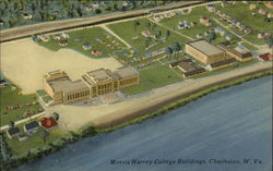 Aerial View of Morris Harvey College Buildings across Kanawha River Charleston, WV Postcard Postcard