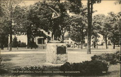 World War Memorial, South Common Mansfield, MA Postcard Postcard