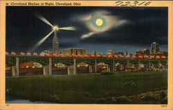 Cleveland Skyline at Night Ohio Postcard Postcard