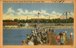 Fishing from the Pier, Euclid Beach Park Cleveland, OH Postcard Postcard