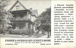 Fisher's overnight guest's home Anderson, IN Postcard Postcard