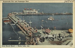 Promenade Pier and Passenger Boat, Shafer Lake Monticello, IN Postcard Postcard