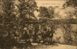 Riders on Horseback at Camp Arbutus Postcard