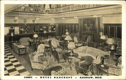 Hotel Bancroft - Lobby Saginaw, MI Postcard Postcard