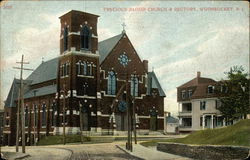 Precious Blood Church and Rectory Woonsocket, RI Postcard Postcard