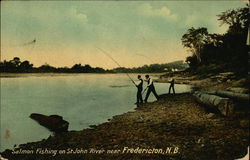 Salmon Fishing on St. John River Postcard