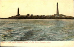 Twin Lights, Thatchers Island off Bass Rocks Postcard