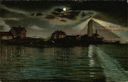 Moonlight, Boston Light. Boston Harbor Postcard