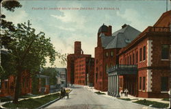 Fourth Street Looking South from Chestnut Des Moines, IA Postcard Postcard