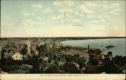 Bird's Eye View of City and Seneca Lake Postcard