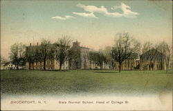 State Normal School, Head of College Street Brockport, NY Postcard Postcard