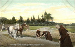 Plowing Scene, Santa Barbara Mission California Postcard Postcard