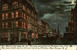 Cor. Warren and State St. Col. Rall was Entertained on Christmas Day 1776 Trenton, NJ Postcard Postcard