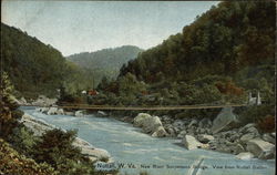 New River Suspension Bridge - View from Nuttall Station Postcard