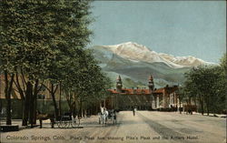 Pike's Peak Avenue showing Pike's Peak and the Antlers Hotel Colorado Springs, CO Postcard Postcard