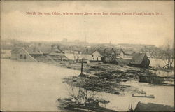 Where Many Lives Were Lost During Great Flood March 1913 Postcard