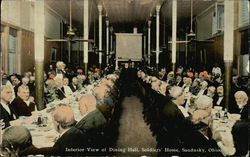 Interior View of Dining Hall, Soldiers Home Sandusky, OH Postcard Postcard