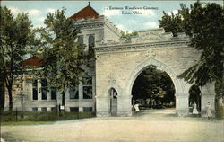 Woodlawn Cemetery - Entrance Lima, OH Postcard Postcard