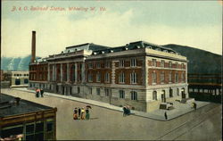 Bird's Eye View of B & O Railroad Station Wheeling, WV Postcard Postcard