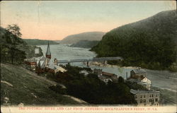 The Potomac River adn cap from Jefferson Rock Harpers Ferry, WV Postcard Postcard