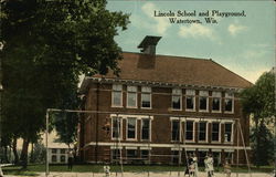 Lincoln School and Playground Watertown, WI Postcard Postcard