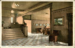 Hotel Bisonte - Lobby and Writing Room Hutchinson, KS Postcard Postcard