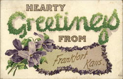 Hearty Greetings from Frankfort, Kans. Kansas Postcard Postcard