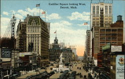 Cadillac Square Looking West From County Building Postcard