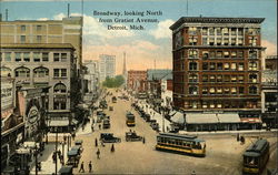 Broadway Looking North from Gratiot Avenue Detroit, MI Postcard Postcard