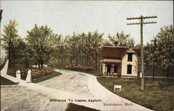 Entrance to Insane Asylum Kalamazoo, MI Postcard Postcard