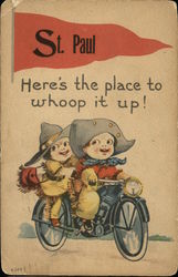 Children in Cowboy & Cowgirl Outfits Ride a Bicycle St. Paul, MN Postcard Postcard