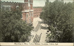 Marching to Mess, Culver Military Academy Indiana Postcard Postcard