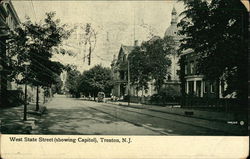 West State Street Showing Capitol Postcard