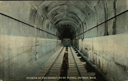 Interior of Detroit River Tunnel Postcard