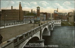 Grand Trunk Depot and Bridge Street Bridge Postcard