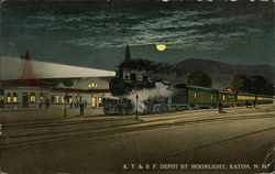 A. T. & S. F. Depot by Moonlight Raton, NM Postcard Postcard