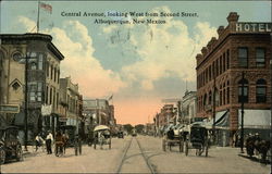 Central Avenue, Looking West From Second Street Albuquerque, NM Postcard Postcard