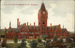 C.M. & St. Paul Railway Passenger Station Milwaukee, WI Postcard Postcard