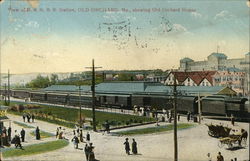 B. & M.R.R. Station showing Old Orchard House Old Orchard Beach, ME Postcard Postcard